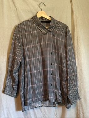 Zara Gray Black Mauve Cream Plaid Long-Sleeve Button Down Blouse